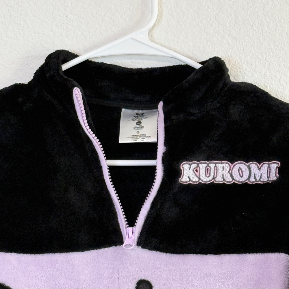 Sanrio Kuromi Kids Fleece Pullover | Black & Lavender | Quarter Zip | Small - Picture 2 of 16